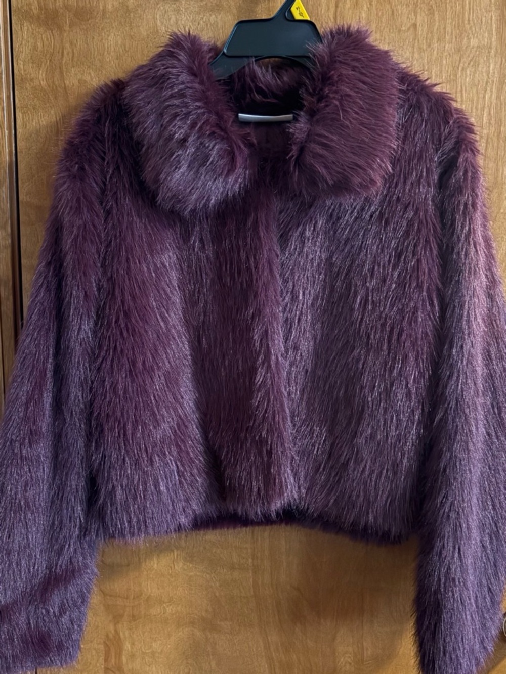 No Boundaries Plum Faux Fur Cropped Jacket